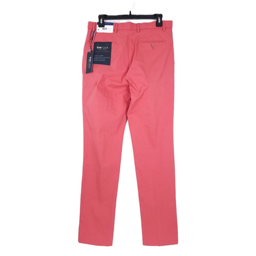Tommy Hilfiger Mens Modern Fit Dress Pants 38x30 Red Solid Flex Stretch NWT - Picture 3 of 10